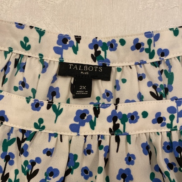 Talbots - Blue & green floral chiffon blouse Size 2X - Picture 7 of 9